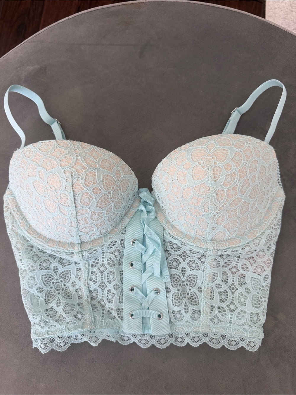 NWOT Victoria’s Secret Aqua Lace Longline Bustier Bra